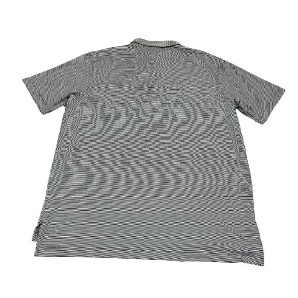 Peter Millar Summer Comfort Men's XL White Blue Stripled‎ Polo Golf Shirt